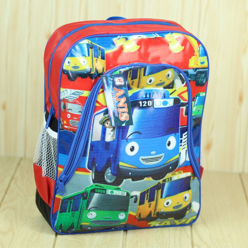 Tas Punggung Anak Cowok Motif Little Bus Merah Keren Ransel Sekolah TK SD Bahan Tebal Kuat Berkualit