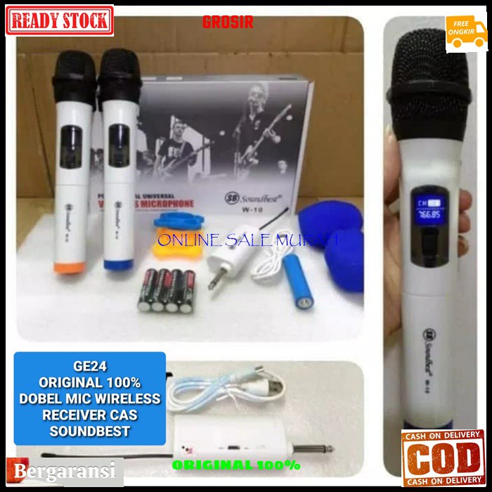 G24 Soundbest dobel mic wireless receiver cas original 100% casan mik microphone mikrophone wireles pro audio sound sistem vokal vocal karaoke profesional panggung asli ori  BISA SEGALA JENIS AUDIO SOUND RECEIVER PAKE BATERAI CAS 18650 BONUS BUSA MIC DAN