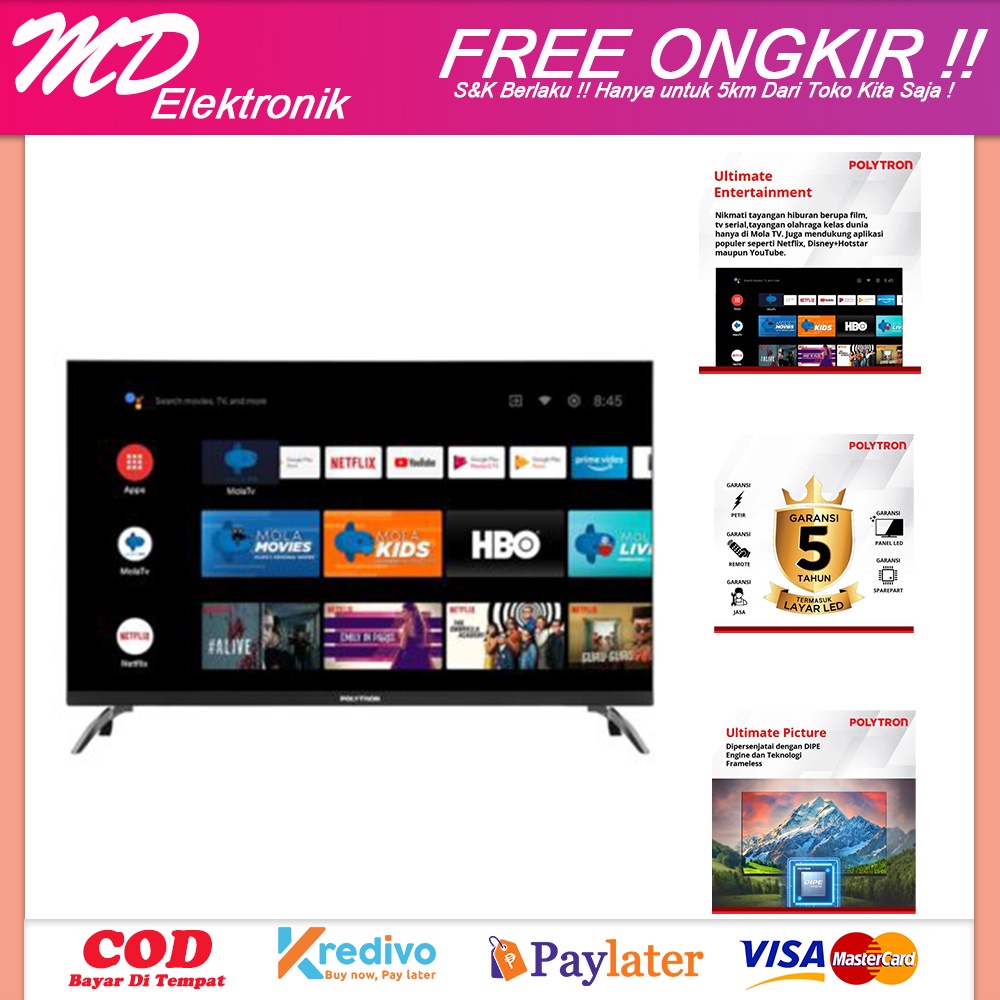 SMART TV POLYTRON 43 IN PLD43AG9953 KHUSUS BANDUNG & JAWABARAT