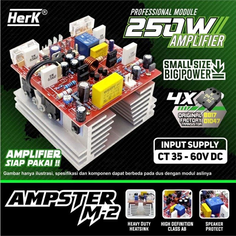 MURAH KIT POWER AMPLIFIER AMPSTER M2 M-2 M 2 250 WATT 250W HERK AUDIO AMPLI BGR ASLI POWER AKTIF