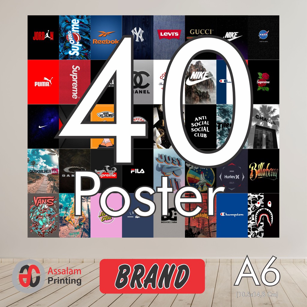 (40PCS) POSTER AESTHETIC ANIME COMIK CARTOON FOOTBALL RETRO BAND BRAND MOVIE ISI 80PCS WALL DECOR-Brand 40