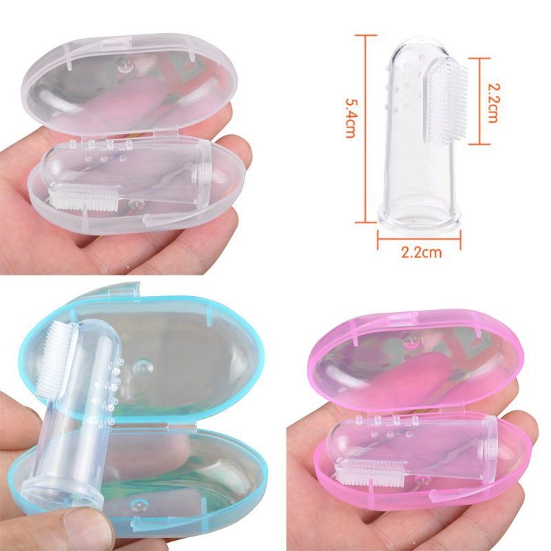 Kiarashafa - Baby Finger Tooth Brush Silicone + Save Box / Sikat Gigi Bayi Silikon Model Jari +Kotak