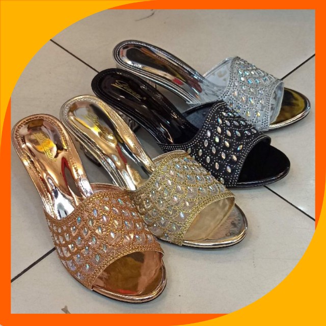 (TAS) Sandal pesta 511 kondangan sendal heels slop kebaya pengantin model terbaru 5 cm