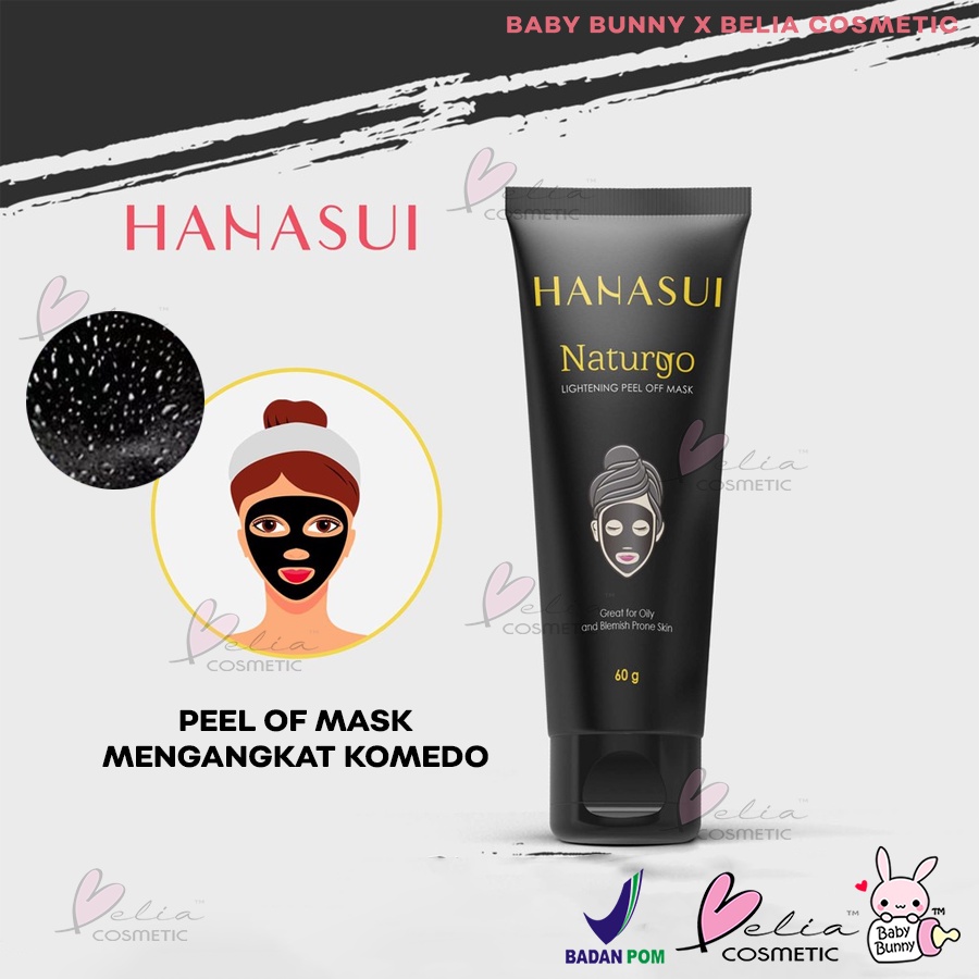 ❤ BELIA ❤ HANASUI Naturgo Tube (✔️BPOM) Lightening Peel Off Mask 60g | masker pencabut komedo