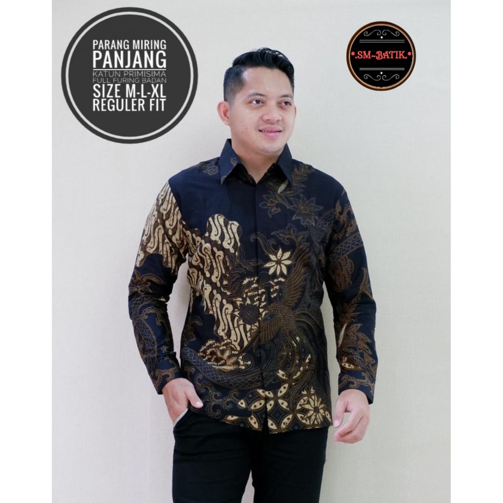 PARANG MIRING Kemeja Baju Batik Seragam Pria Lengan Panjang PREMIUM MODERN LAPIS FULL FURING SM