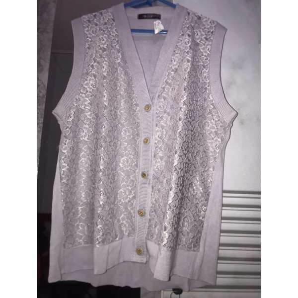 Vest Rompi Rajut Warna Lilac Ungu Brokat