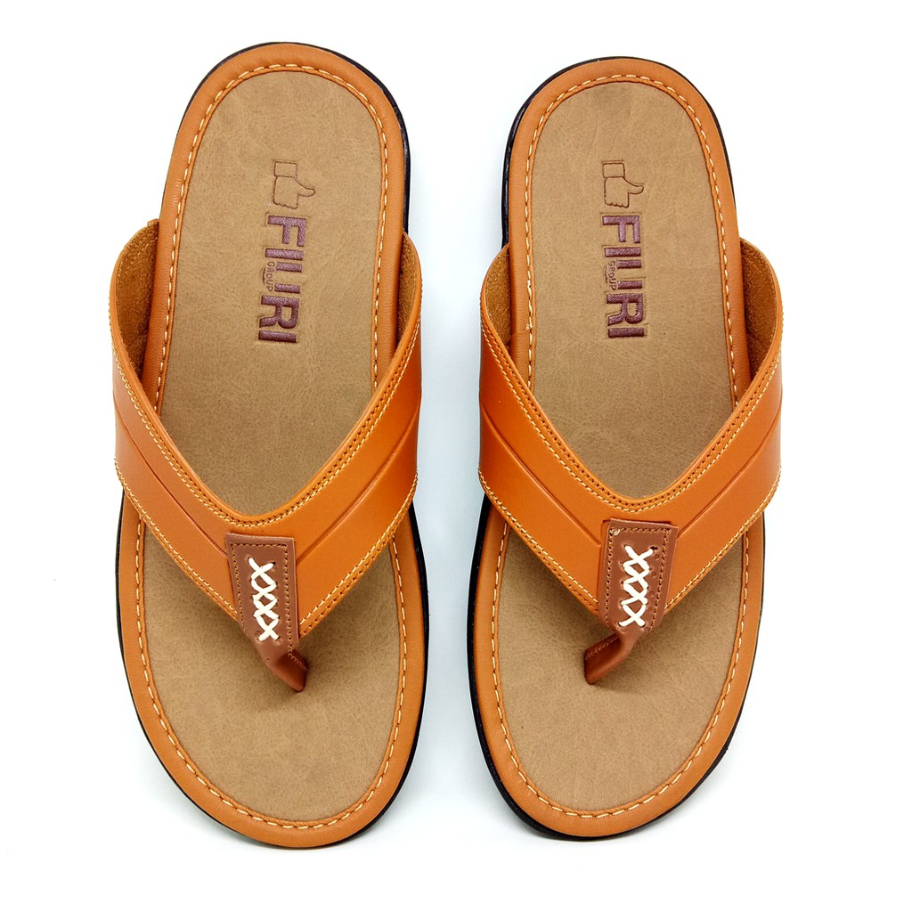 FIURI - Sandal Pria Dewasa Japit Coklat - Sendal Jepit Casual Kulit Selop Cowok Laki-Laki