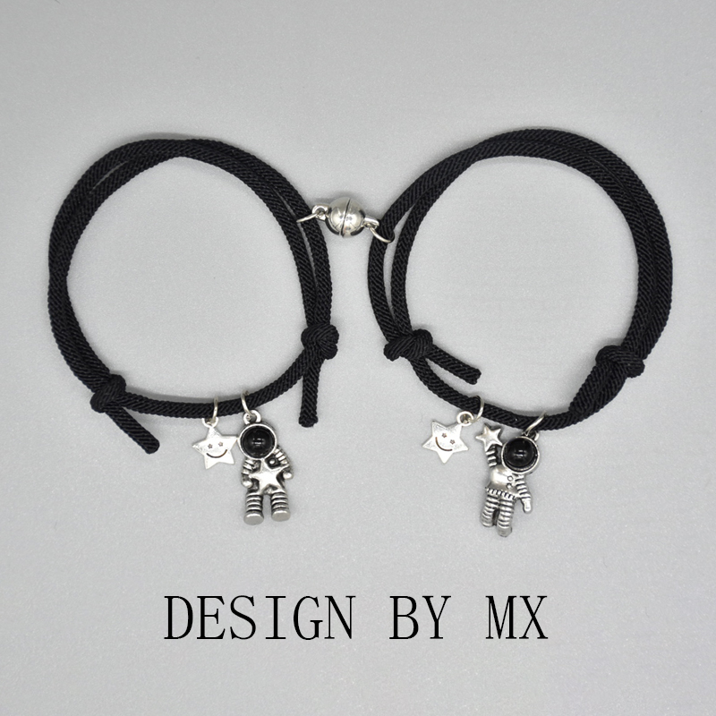 Black/Gray Milan Rope Magnet Bracelet Attract Each Other Couple Adjustable Bracelets A Pair