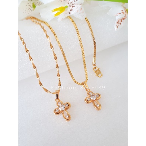 Kalung Salib Permata Xuping Yaxiya import unik elegant Bestquality bestseller xuping lapis emas 18k