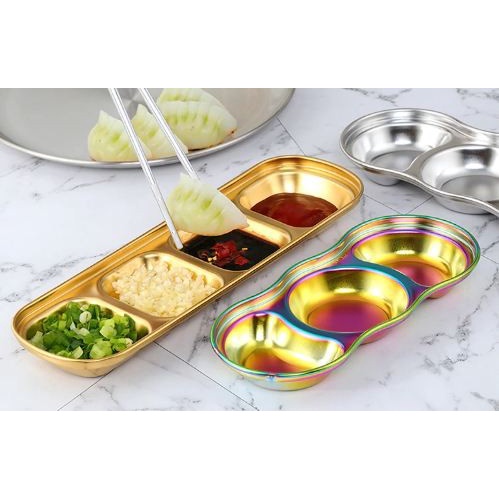 DD - Nampan Bumbu BBQ / Stainless Steel Korean Seasoning Plate 3 Grid