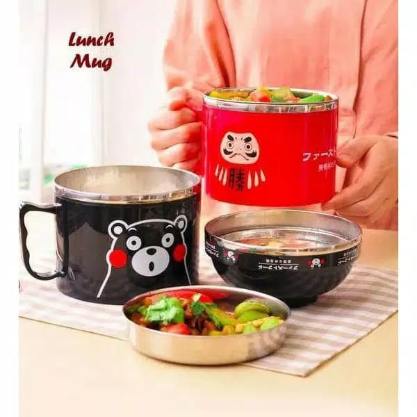 Lunch Mug Tempat bekal berbentuk mug besar bahan stainless tempat mak