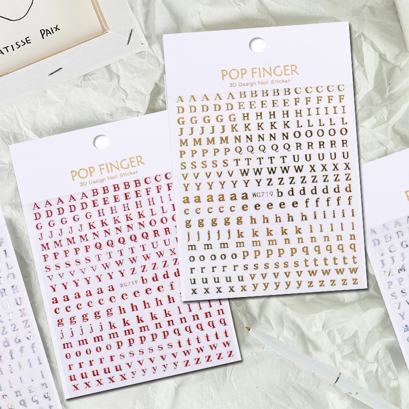 1 Pc Stiker Kuku 3D Desain Tulisan Bahasa Inggris Tahan Air Dengan Lem Perekat Untuk Nail Art