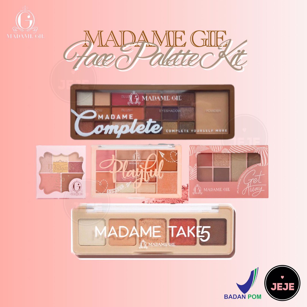 MADAME GIE Face Palette | To Go | GETAWAY Make Up Kit | Complete | Take 5 Palet Wajah Eyeshadow