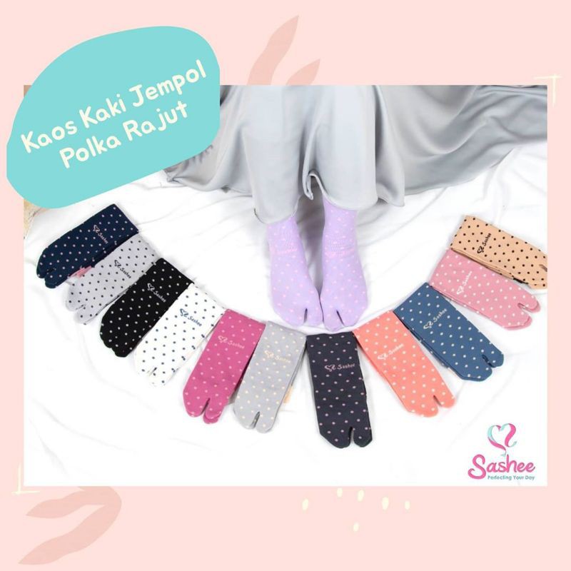 Kaos Kaki Sashee Polkadot | Kaos Kaki Jempol Polka Rajut | Sashee Polkadot