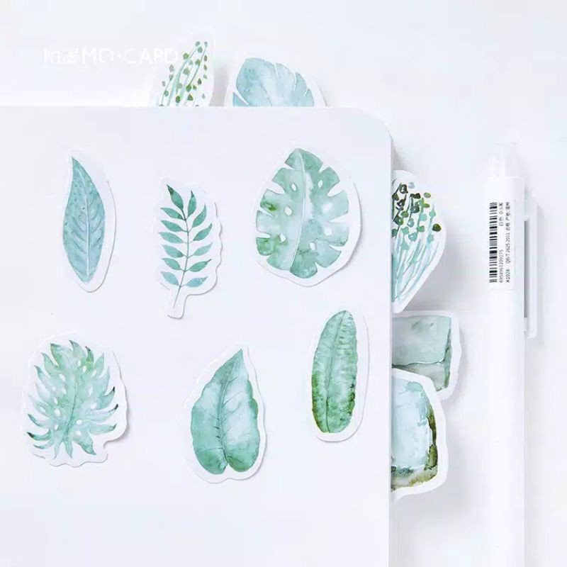 Sticker mint diary daun leaves leaf stiker lucu cute kawaii scrapbook kpop