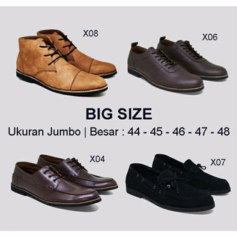 OXPORD Series Special JUMBO / Pantofel Loafer Pria Big Size 44-48 Sneaker Kulit Kasual Barack Ukuran Besar Tan, 44