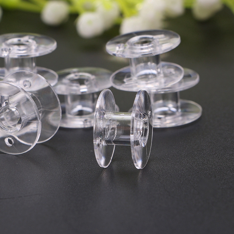 50 Pcs Tools Bobbins Sewing Machine Replacement Transparent Plastic For Home Sewing Transparent Plastic Empty Spool with Storage Case Accessories