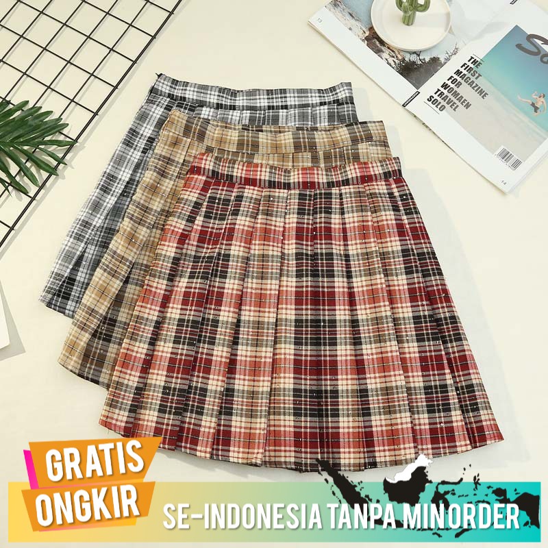 Rok Import Rok Pendek / Rok Mini Sexy Berpayet Rok Kotak-kotak Anti-paparan A-Line Rok