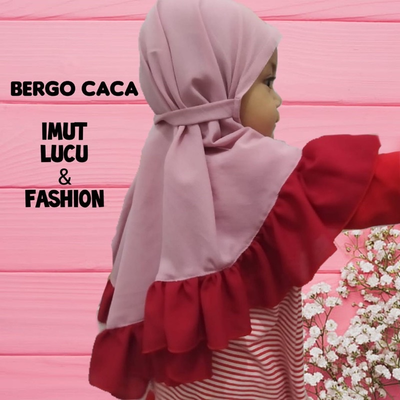 HIJAB CACA BERGO TALI ANAK, HIJAB BERGO REMPEL COMBI ANAK