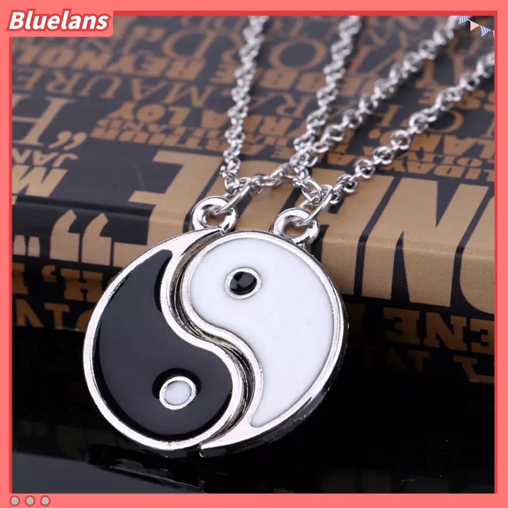 1 Pasang Kalung Liontin Tai Chi Bahan Alloy Tahan Karat Untuk Unisex