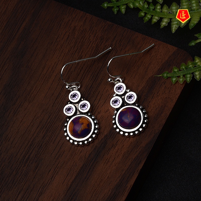 [Ready Stock]Vintage S925 Silver Charoite Earrings