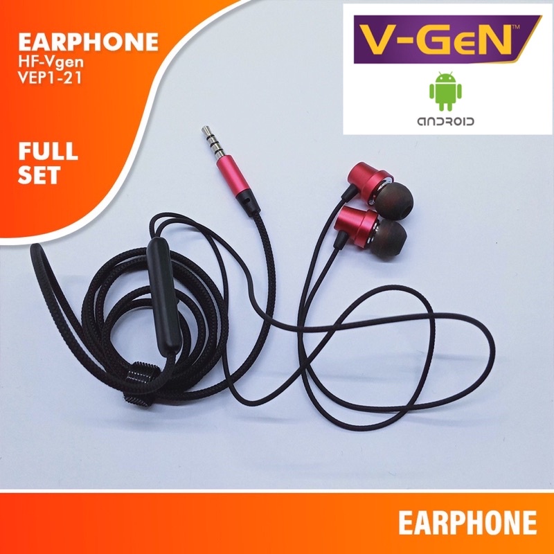 GROSIR HANDSFREE VGEN VEP1-21 ORIGINAL METALIC EARPHONE EXTRA BASS