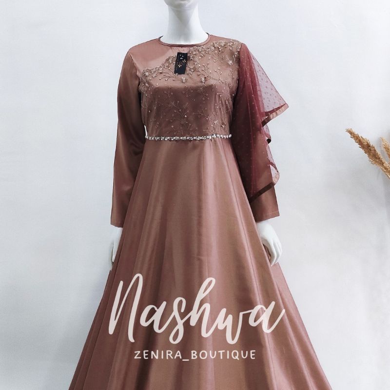 NASHWA DRESS brokat tulle bordir payet tulle dot/ baju pesta remaja / prewedding / wisuda / gamis kondangan / couple / tersedia ukuran kecil hingga jumbo