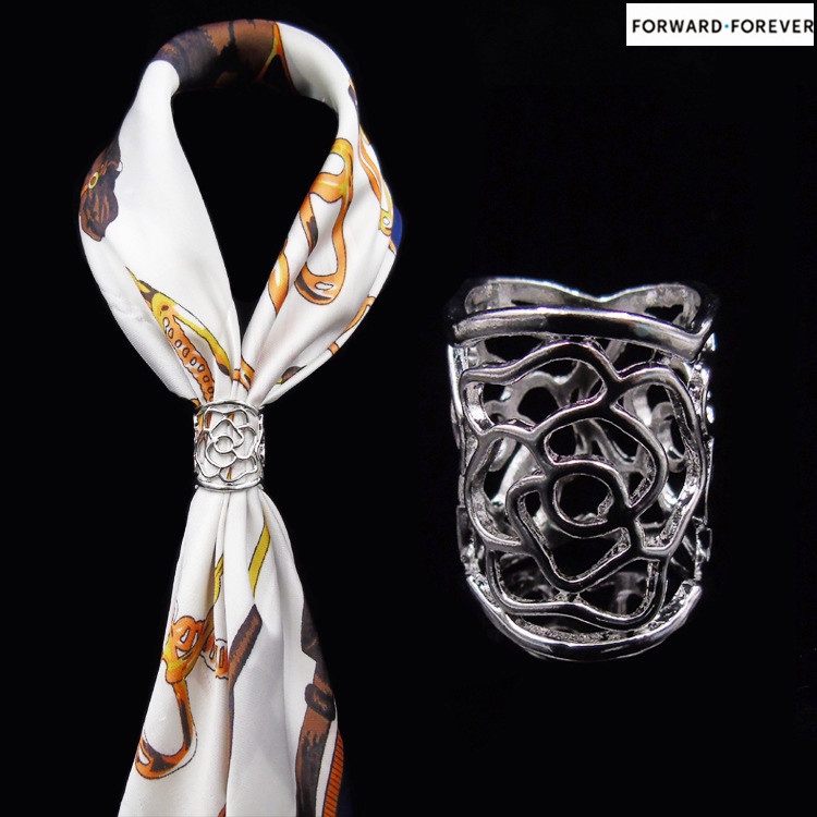 Women's hollow Rose Scarf Buckle Clip Cincin Tudung M40033