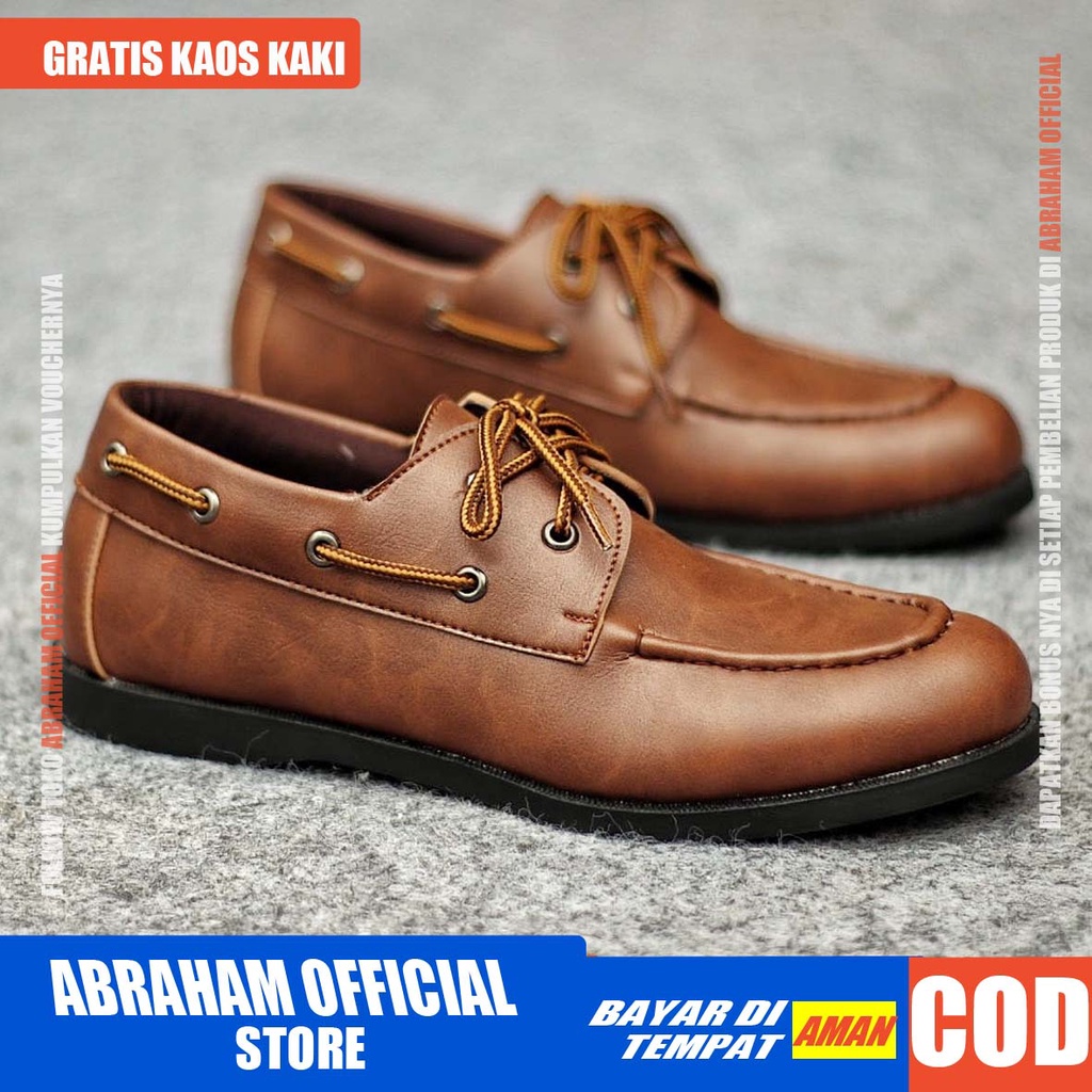 ABRHM x CLAS Sepatu Formal Pria Sepatu Casual Pria Kulit Pu Sepatu Pria Casual Sepatu Kasual Cowok / Cowo Oxford Kerja Kantor Kuliah Kondangan Gaya Keren Kekinian Original Murah Terlaris