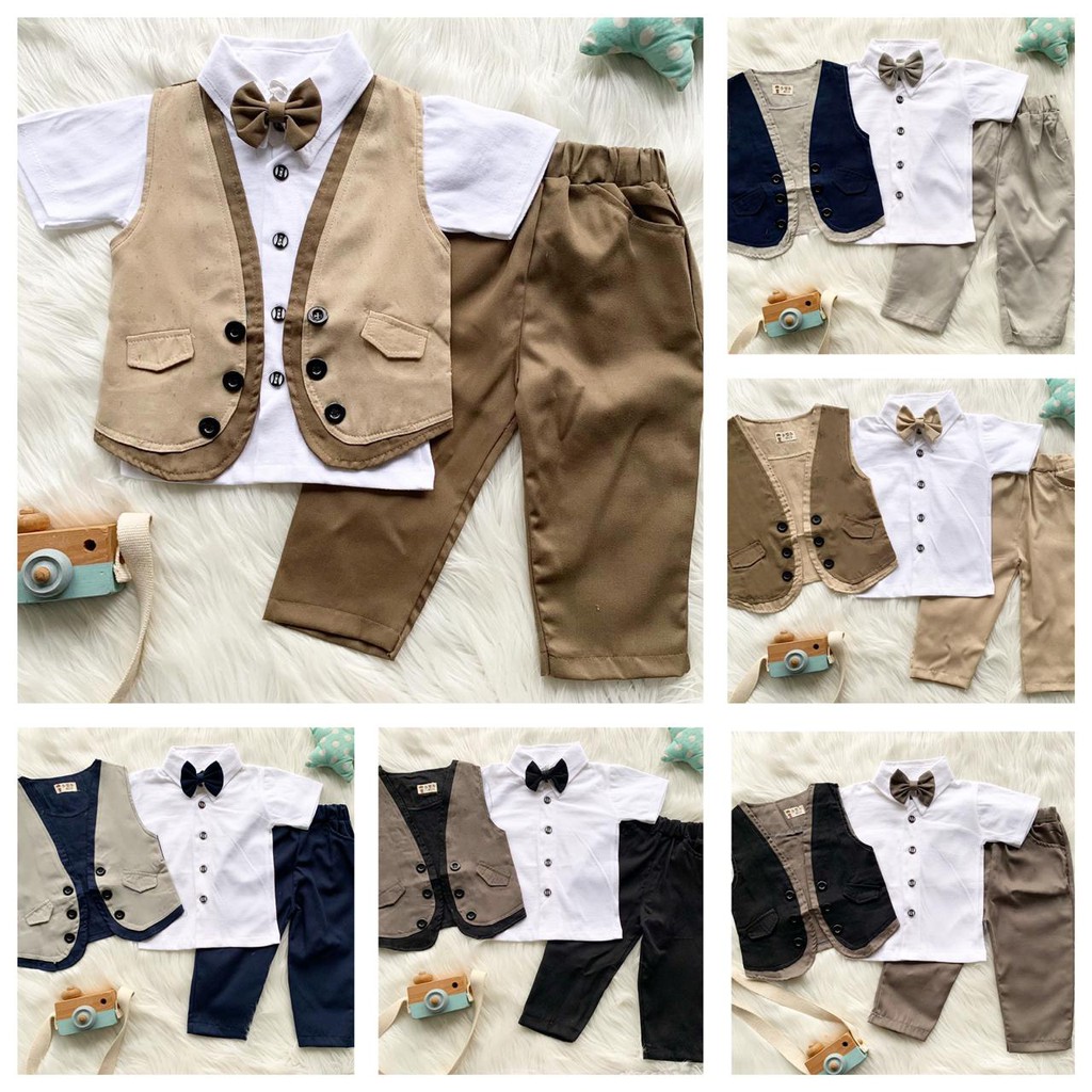 tuxedo anak laki laki  set tuxedo bayi baju jas formal kondangan anak celana panjang JOHN celana pendek jas bayi jaket vest tuxedo