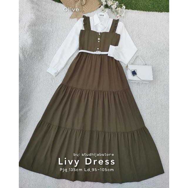 LIVY DRESS / Gamis remaja dewasa kekinian korean style / BUSUI FRIENDL-army