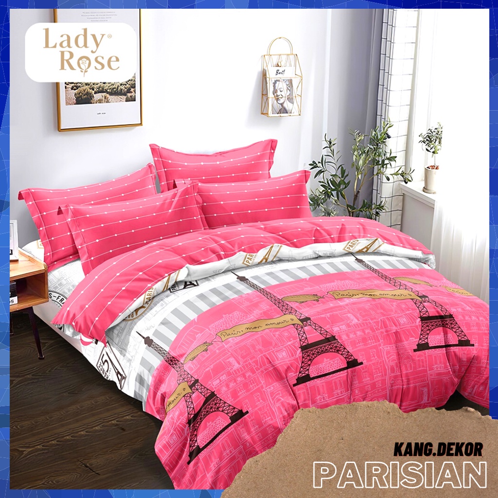 BEDCOVER LADY ROSE PARISIAN QUEEN KING SINGLE SIZE 160X200 180X200 120X200 BED COVER SET MOTIF SEPRAI NO 1 2 MURAH NO 1 2 3 SEPRAI MURAH SEPREI AESTHETIC BEDCOVER CANTIK SEPRE ANTI LUNTUR MOTIF LADYROSE PLUS SARUNG BANTAL SPREI DEWASA ALAS KASUR ADEM