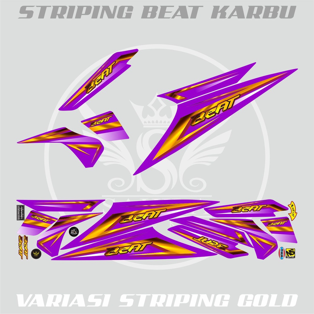 STRIPING BEAT KARBU / BEAT KARBU LAMA / STICKER VARIASI STRIPING MOTOR HONDA BEAT KARBU GOLD 01 UNGU
