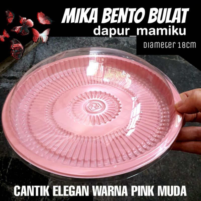 DAPURMAMI ( Mika Bento Bulat Warna Pink ) Mika Imlek Bekal Kemasan Wadah Bento Box