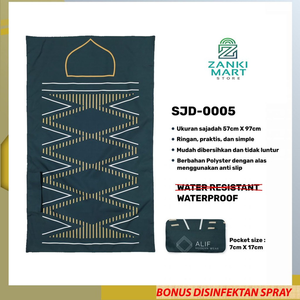Sajadah Travel Saku Lipat PREMIUM WATERPROOF MURAH - Sajadah Alif - Sajadah Traveling - SJD00005