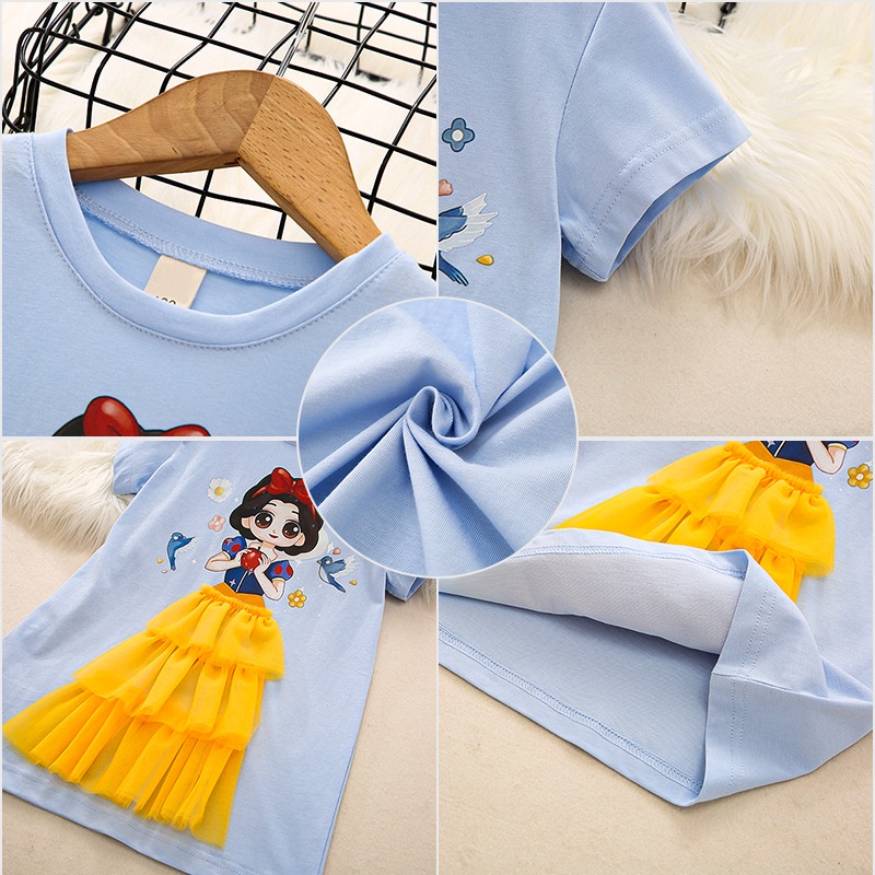 CHUBBI 7 Kaos Anak Perempuan Tutu Rok Diseney 3D Panjang