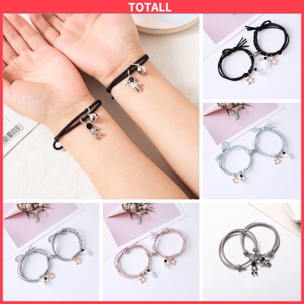 2 Pcs Gelang Couple Magnet Astronot Desain Gelang Tali Karet Magnet Untuk Pria Dan Wanita Gelang Magnet Couple COD Gelang