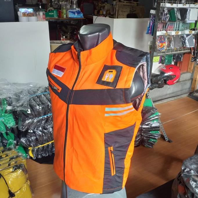 Rompi Driver Orange Food Murah Bahan Waterproof Terbaru