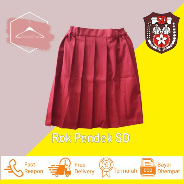 Rok Anak SD Pendek Warna Merah Coklat Alghina Seragam Rok Anak SD Pendek Warna Merah Coklat Alghina Seragam