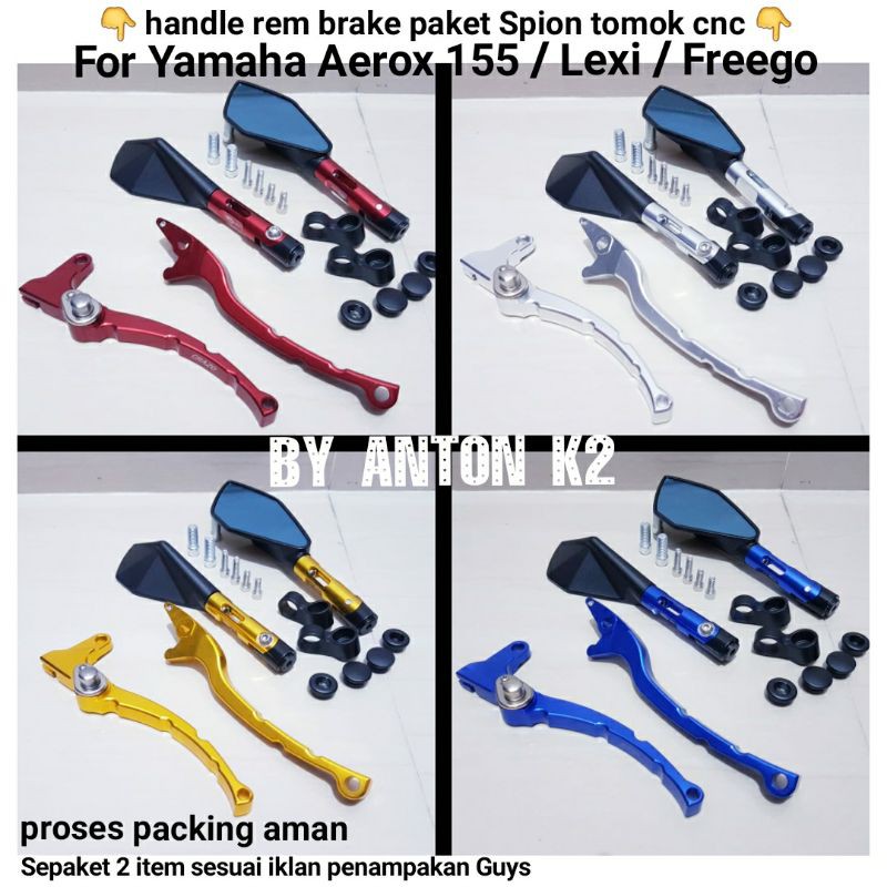 KACA SPION TOMOK PAKET HANDLE REM BRAKE VARIASI AKSESORIS MOTOR AEROX 155/AEROX 155 NEW/YAMAHA LEXI/