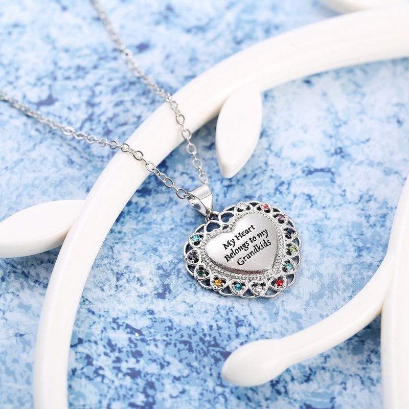 [Ready Stock]Fashion New Heart Shape with Diamond Personalized Pendant Necklace