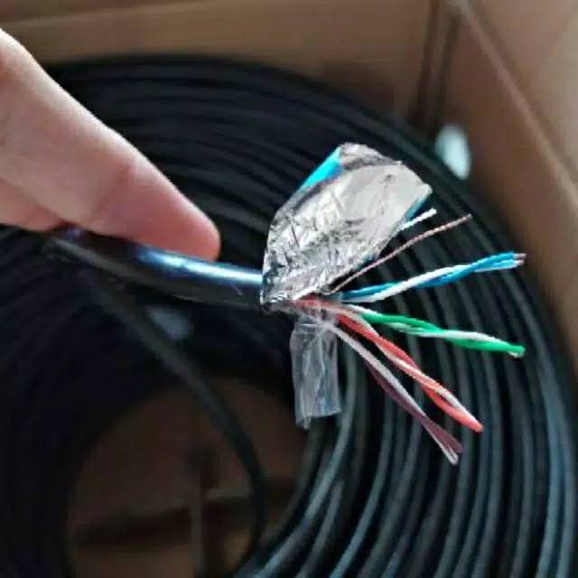 Kabel Lan Outdoor FTP CAT5E Vascolink Outdoor Hitam Harga Meteran kabel polos