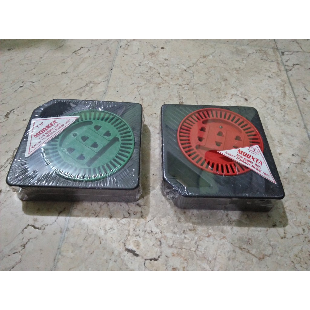 Kabel box/ kabel roll/ kabel gulung Mini 6 m Modxta Steker Gepeng kabel serabut hitam tanpa switch