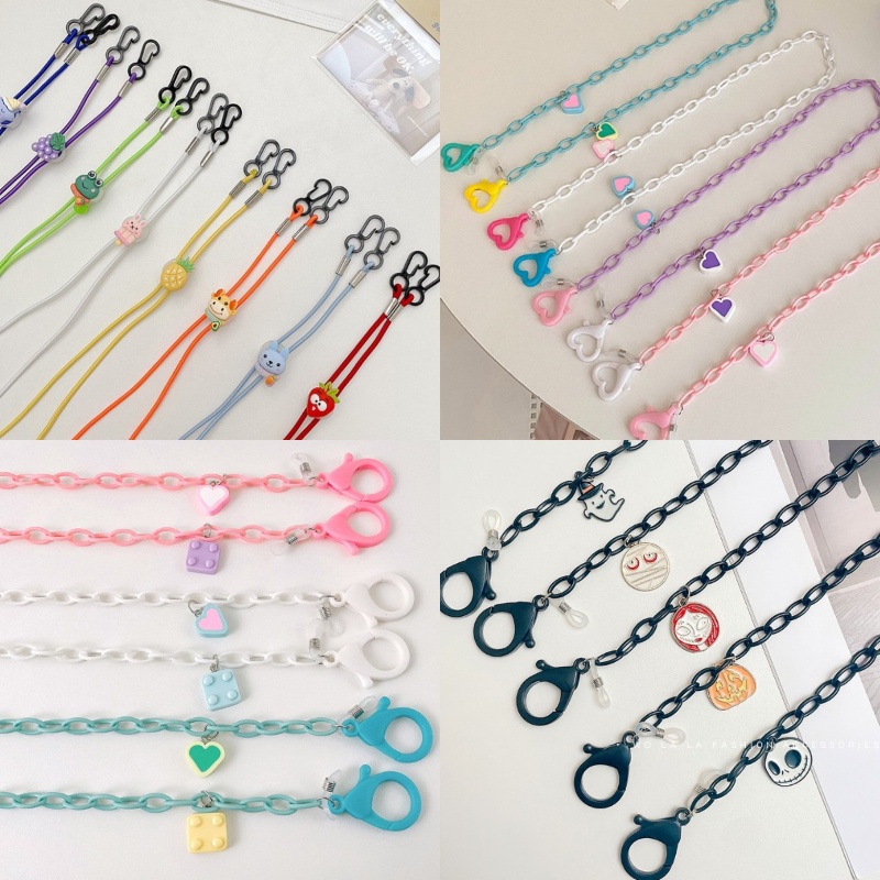 Kalung Rantai Lanyard Kacamata Bahan Akrilik Motif Kartun Anti Hilang Untuk Anak