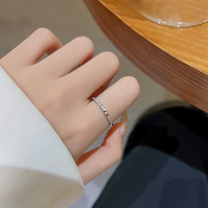 Cincin Sterling Silver S925 Hias Kristal Bintang Berlian Gaya Korea Untuk Wanita