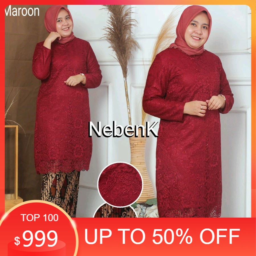 Promo !!! ZaLORa gROSiR HaNYa aTaSaN Kebaya Tunik Brokat Modern / Kebaya Brokat Pesta Kondangan Dan 