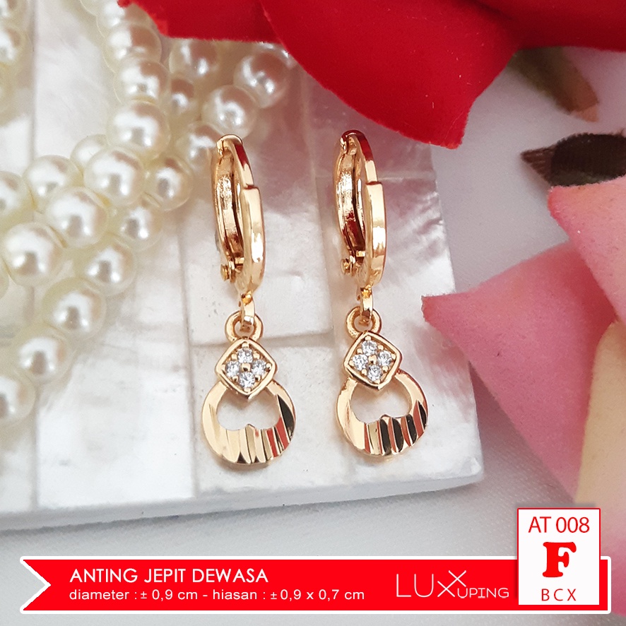 AT 008 Anting Kait Dewasa Model Tassel Panjang Perhiasan Emas 18K Imitasi Aksesoris Lapis Mas Xuping Murah Luxx Xuping