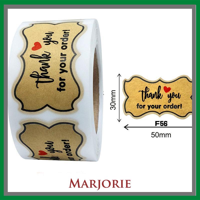 Terima Kasih Kertas Kraft Bulat Stiker Roll Stiker Cinta Amplop Dekorasi Pernikahan-MJD