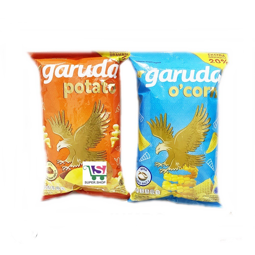Garuda O'Corn Sea Salt 75 Gram / Potato BBQ 45 Gram / Crunchy Bee Net JUMBO