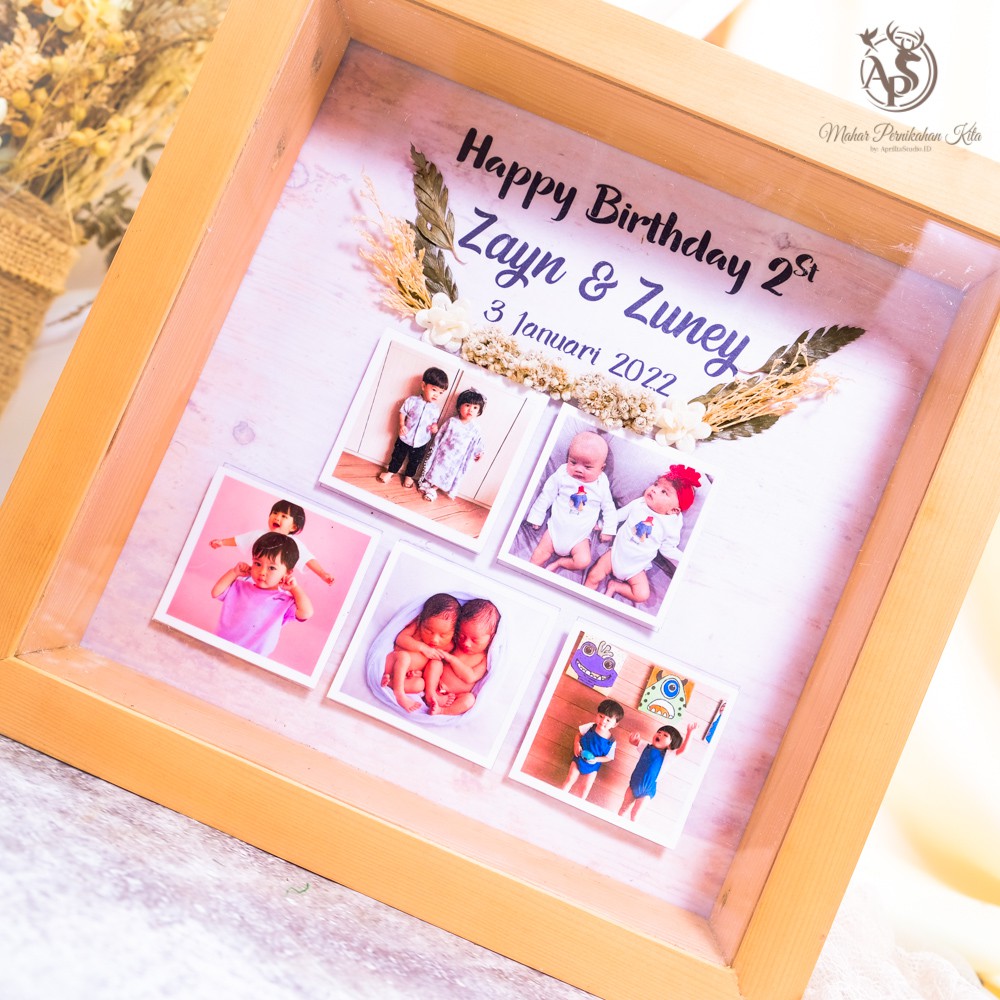 KADO ULANG TAHUN FILEA, FRAME BINGKAI CUSTOM FOTO UKURAN 20x20 CM